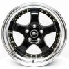 MST wheels MT07 Black Machined Lip Gold Rivets