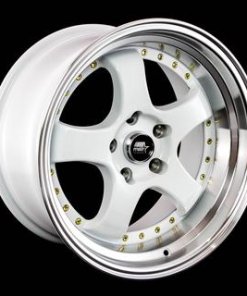 MST wheels MT07 White Machined Lip Gold Rivets