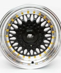 MST wheels MT13 Black Machined Lip Gold Rivets